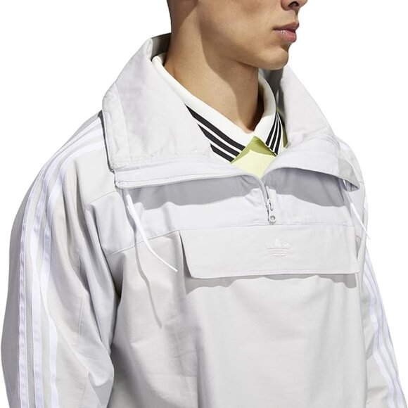 Adidas Anorak Jacket Kangaroo Pale Grey Unisex - Picture 2 of 8